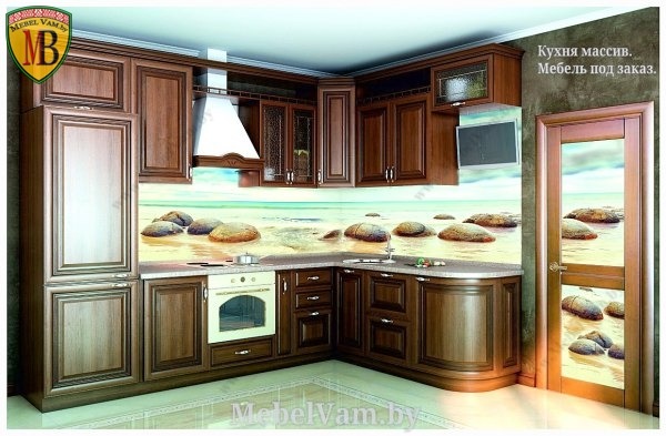 кухня_474_массив сосна. корпус: дсп, шпон. столешница: камень