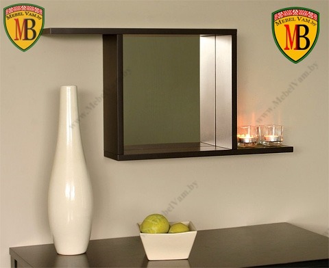 ~19~НАСТЕННАЯ ПОЛКА С ЗЕРКАЛОМ~МЕБЕЛЬ~1